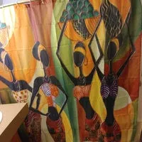 2018 New Arrivals National Flavor Africa Girl Pattern Bathroom Four-piece Suit, Polyester Shower Curtain Bathroom Pedestal Rug Lid Toilet Cover Bath Mat Set