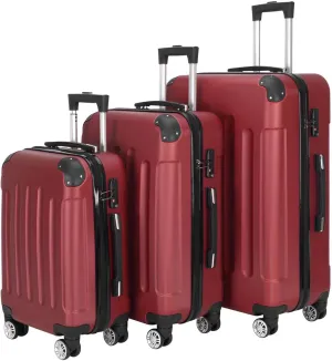 3 Piece Luggage Set  20", 24", 28" ABS Hard Shell Suitcases with Corner Protectors, Aluminum Alloy Handle, 360 Swivel Spinner Wheels, Durable Lightweight Trolley Bags  Burgundy
