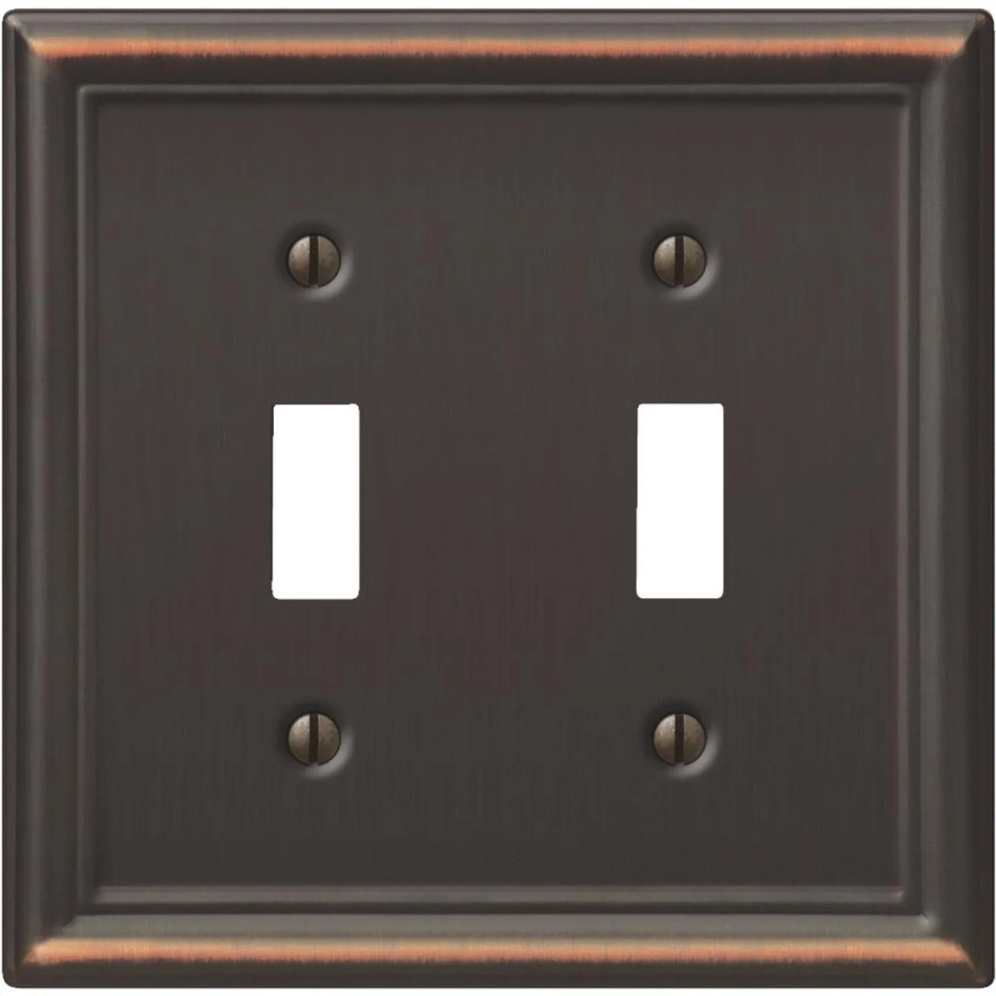 Amerelle Chelsea 2-Gang Stamped Steel Toggle Switch Wall Plate, Aged Bronze