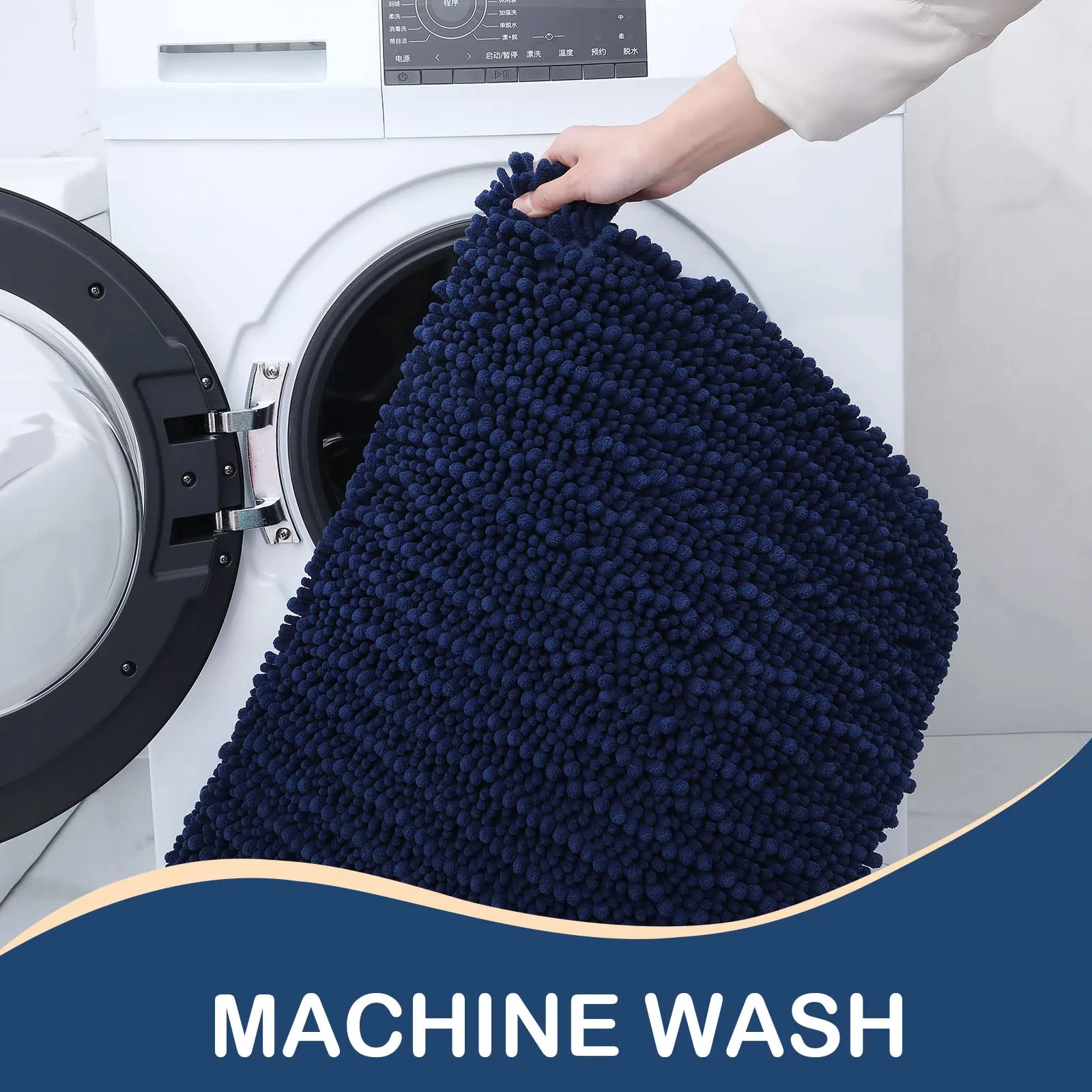Arotive Luxury Chenille Bathroom Rug Mat, Extra Soft Thick Absorbent Shaggy Bath Rugs, Non-Slip Machine Wash Dry, Plush Bath Mats for Bathroom, Shower and Tub, 30x20, Navy