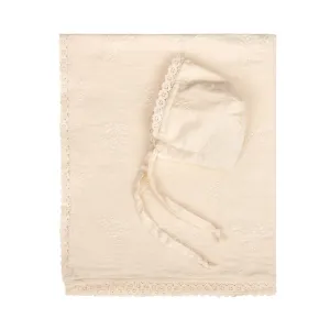 Baby Blanket Set | Blanket   Bonnet | Vintage Ivory | Bebe Beaute SS25