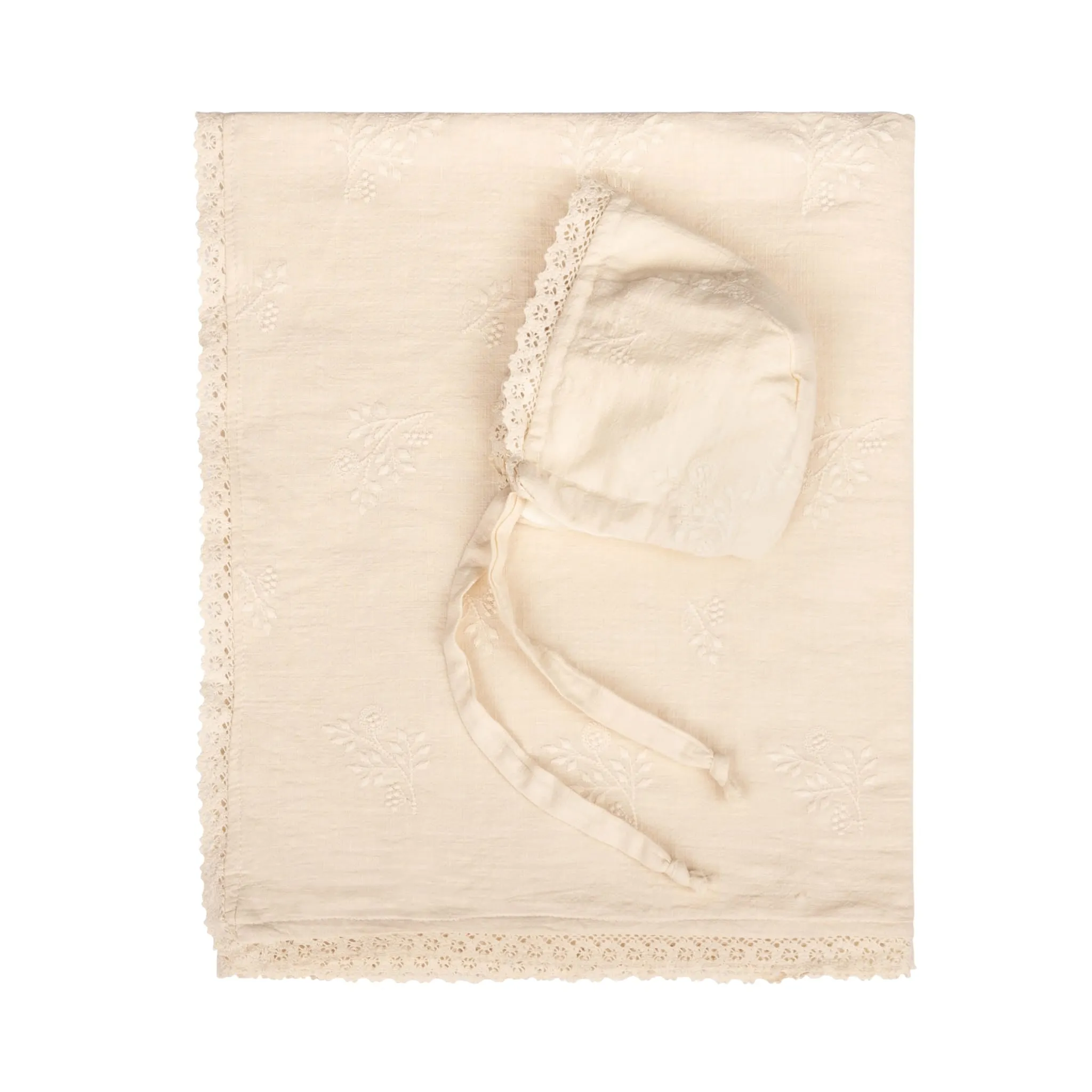 Baby Blanket Set | Blanket   Bonnet | Vintage Ivory | Bebe Beaute SS25