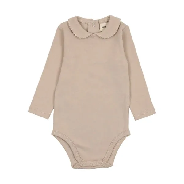 Baby Boy 2 Piece Outfit | Suspender Overalls   Collar Onesie  | Oatmeal | Mema