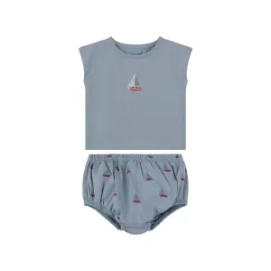 Baby Boy 2 Piece Romper | Boat  | Blue | Tricot Bebe  | SS25