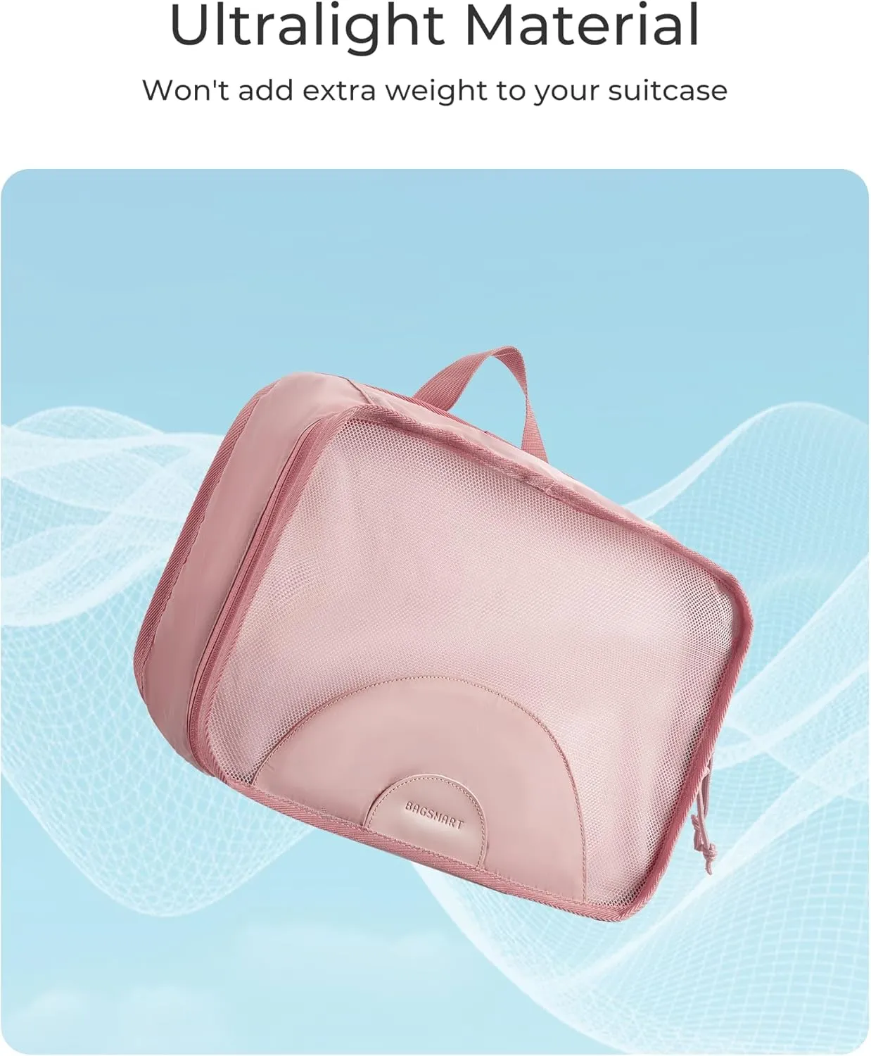 BAGSMART Garment Folder Packing Cubes for Travel, 4 Set Lightweight Travel Cubes for Wrinkle Free, Durable Suitcase Organizers Bag Set for Travel Essentials Baby Pink