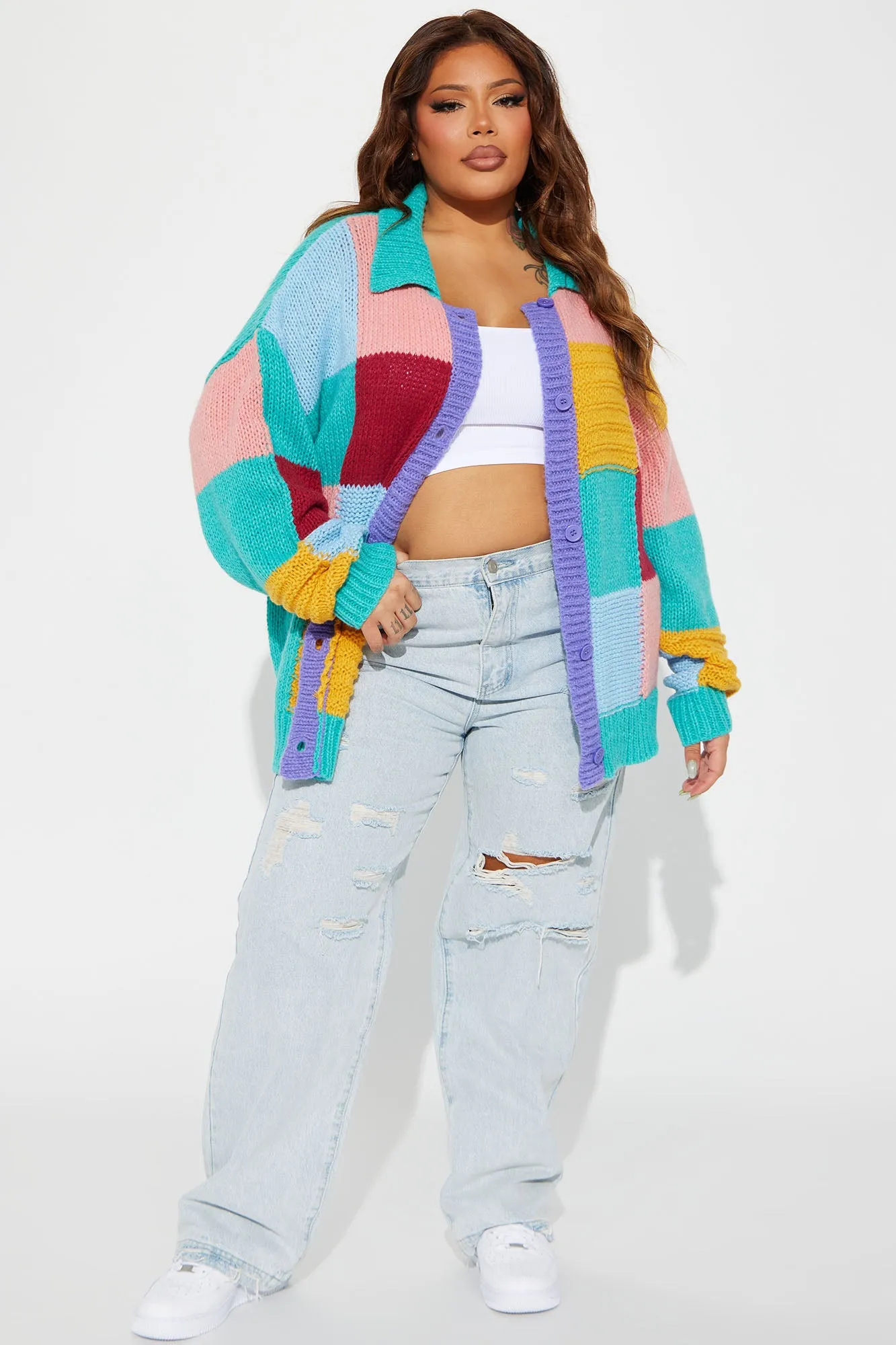 Beth Color Block Cardigan - Multi Color