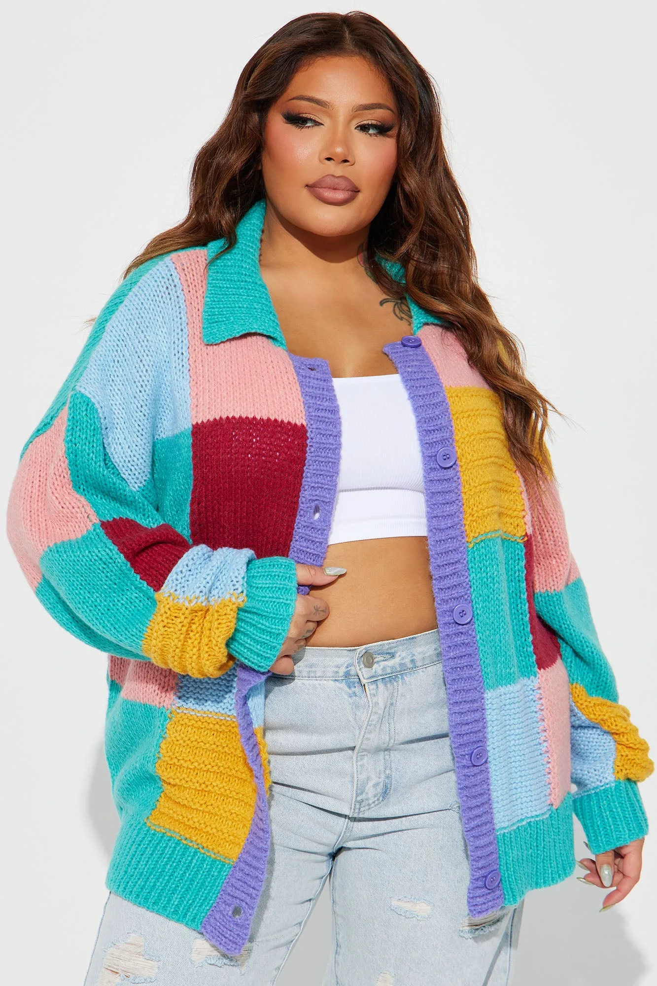 Beth Color Block Cardigan - Multi Color