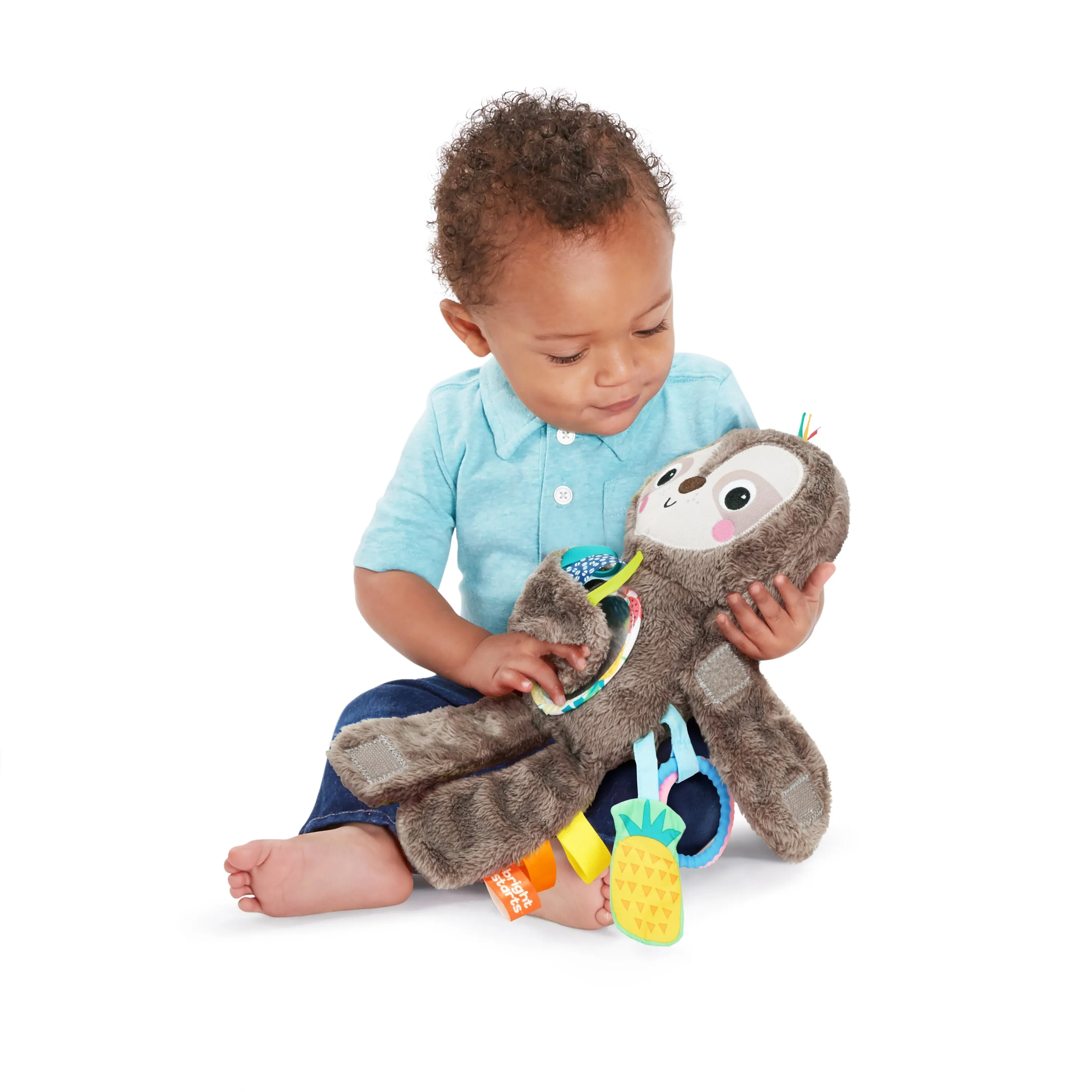 Bright Starts Slingin Sloth Travel Buddy Attachable Stuffed Animal Infant Toy