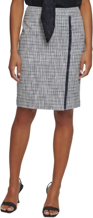 Calvin Klein Petite Tweed Pencil Skirt Navy Multi 6P