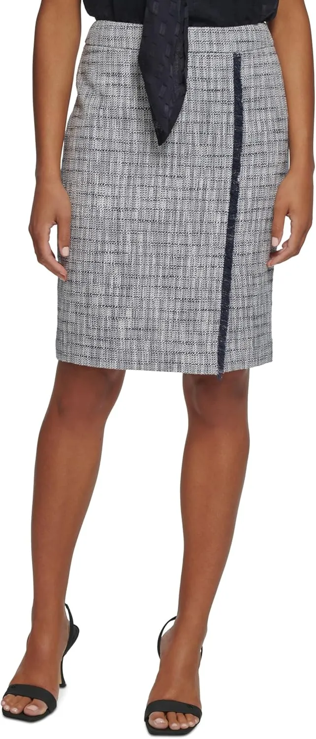 Calvin Klein Petite Tweed Pencil Skirt Navy Multi 6P
