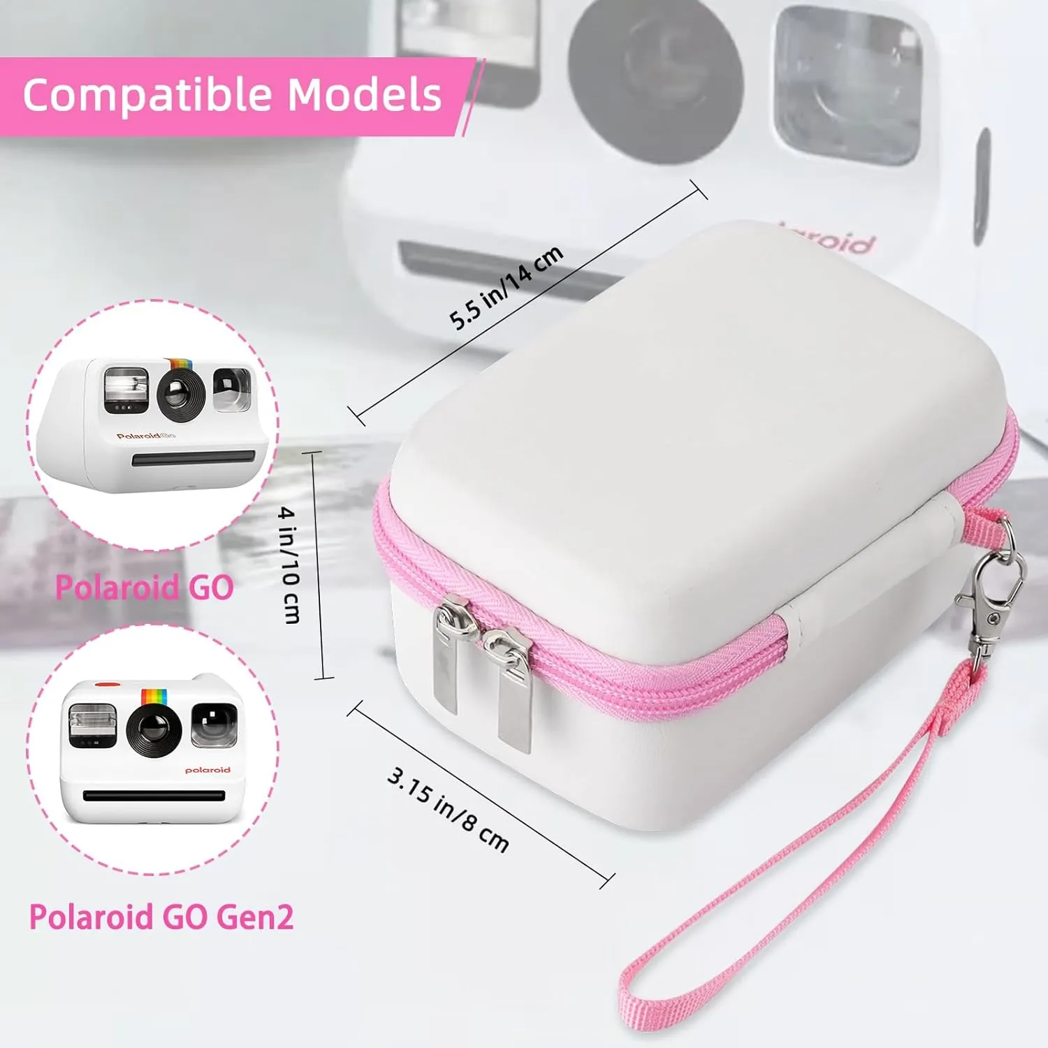Case for Polaroid Go Gen 2/ PolaroidGo Mini Instant Camera, Travel Storage Bag for Polaroids Go Camera and Film Accessories (Whtie)