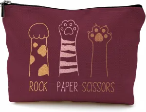 Cat Gifts for Women: Red Paw Makeup Bag With Zipper - Birthday Gifts for Cat Lovers
