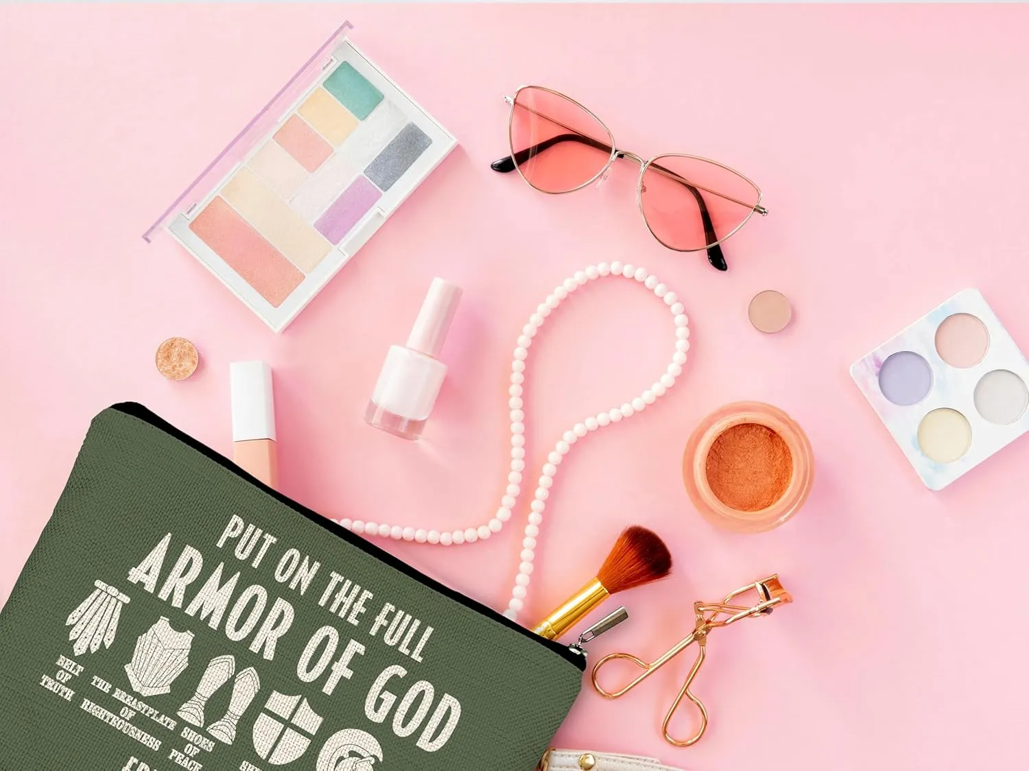 Christian Gifts for Women,Christian Makeup Bags for Women,Bible Verse Makeup Bag With Zipper,Put On The Full armor Of God Cosmetic Bag