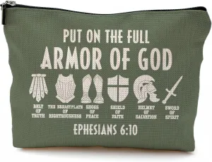 Christian Gifts for Women,Christian Makeup Bags for Women,Bible Verse Makeup Bag With Zipper,Put On The Full armor Of God Cosmetic Bag