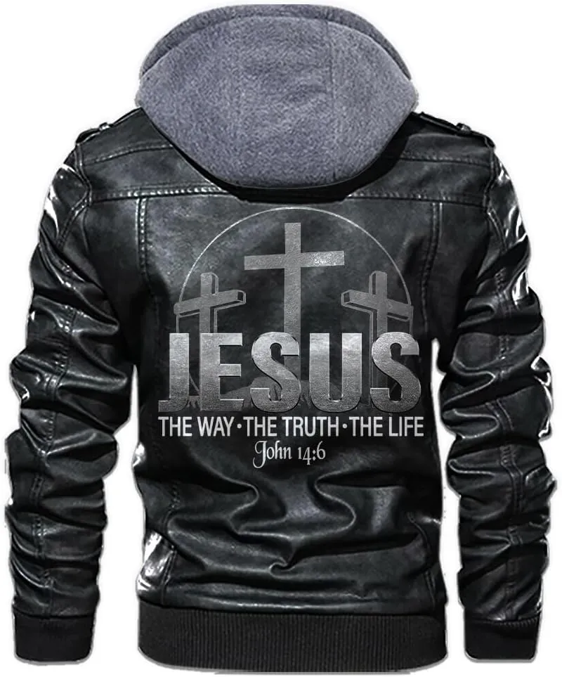 Christian Inspirational Gifts Jesus The Way The Truth The Life Personalized Men PU Leather Vest