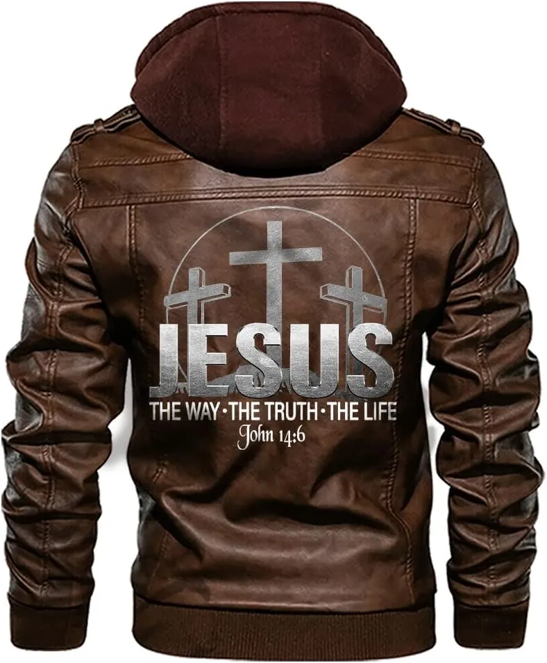Christian Inspirational Gifts Jesus The Way The Truth The Life Personalized Men PU Leather Vest