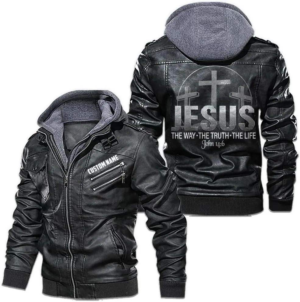Christian Inspirational Gifts Jesus The Way The Truth The Life Personalized Men PU Leather Vest