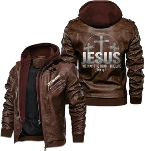 Christian Inspirational Gifts Jesus The Way The Truth The Life Personalized Men PU Leather Vest