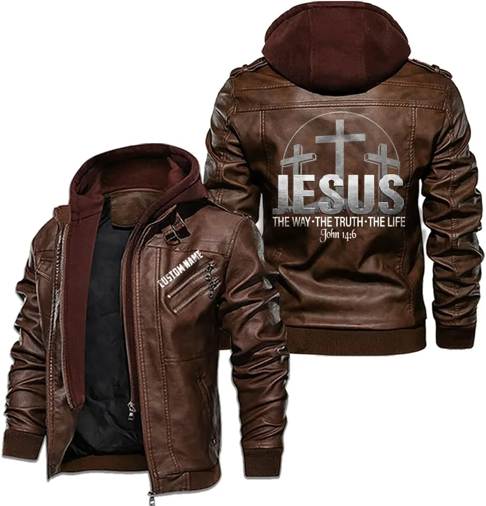 Christian Inspirational Gifts Jesus The Way The Truth The Life Personalized Men PU Leather Vest
