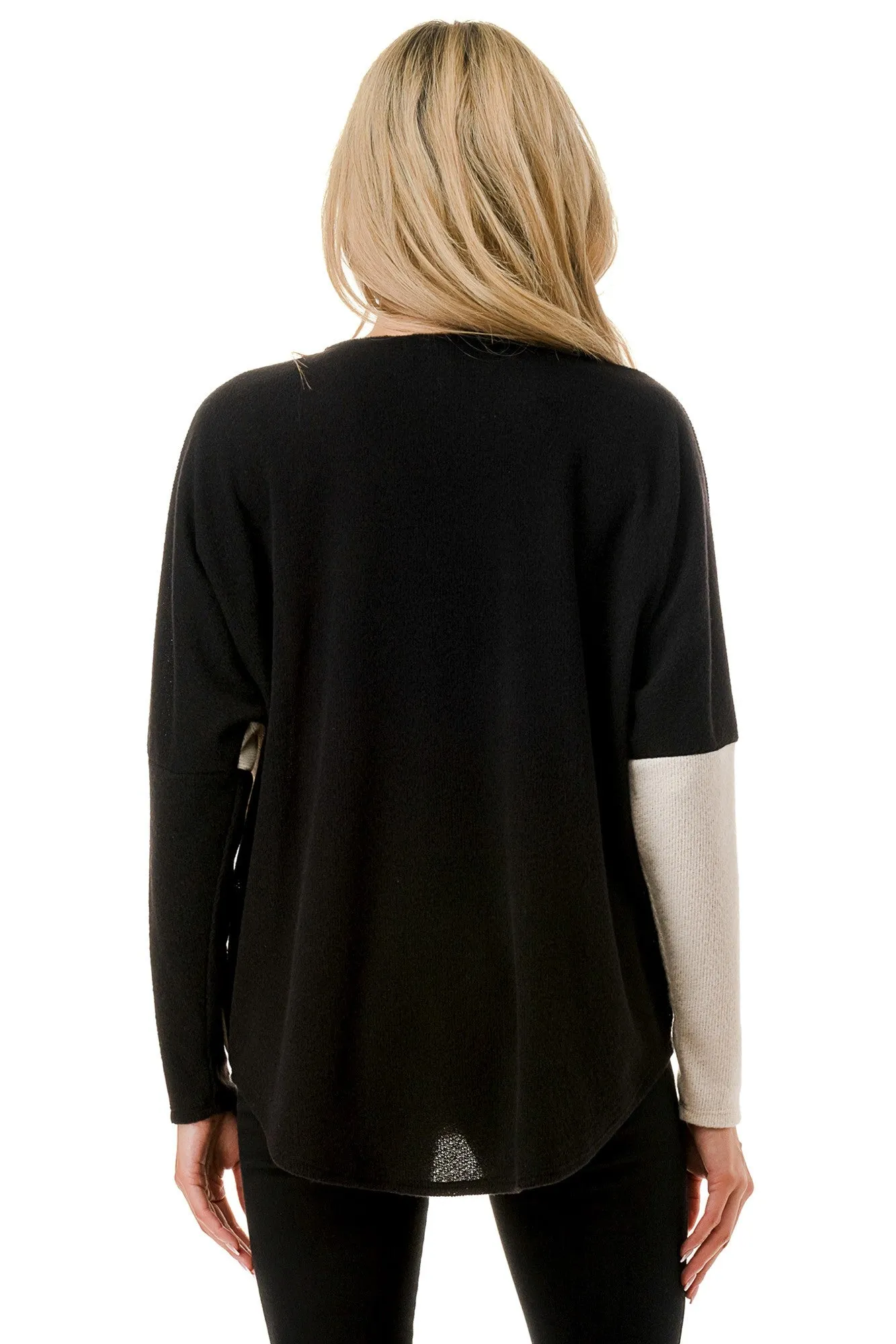 Color Block Zipper Top