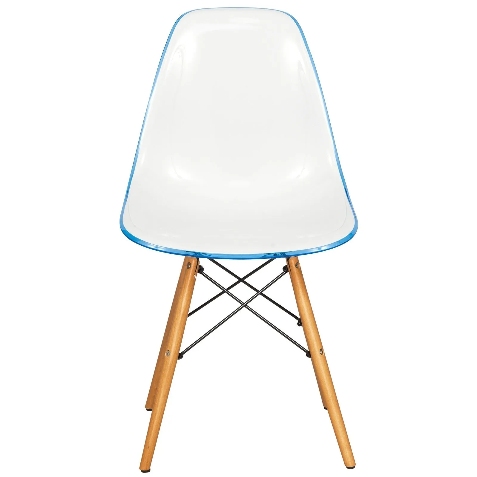 Dover Modern Molded Side Chair with Wood Base, Set of 2