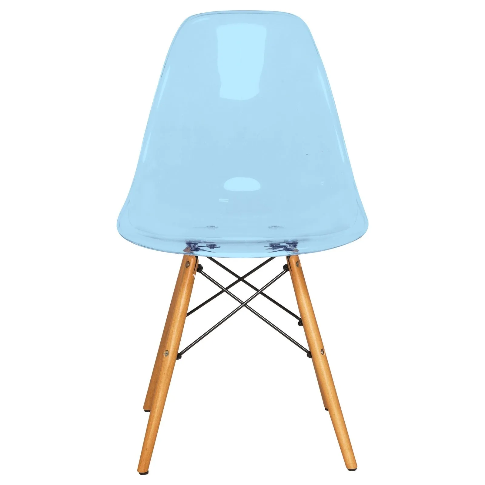 Dover Modern Molded Side Chair with Wood Base, Set of 2