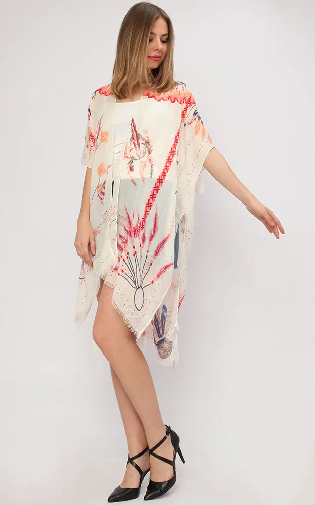 EAV9323 Dream Catcher Foil Print Kimono