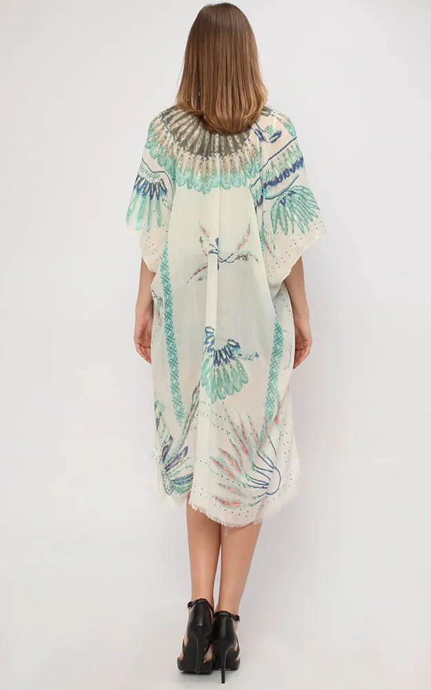 EAV9323 Dream Catcher Foil Print Kimono