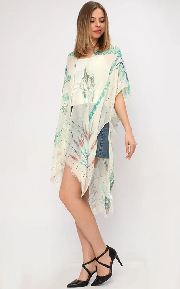 EAV9323 Dream Catcher Foil Print Kimono
