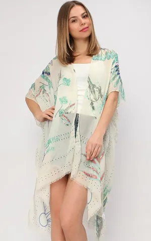 EAV9323 Dream Catcher Foil Print Kimono
