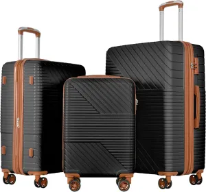 Elegant 3-Piece Hardshell Luggage Set for Stress-Free Travel, Lightweight Double Spinner Wheels, Sizes: 20'', 24'', 28''