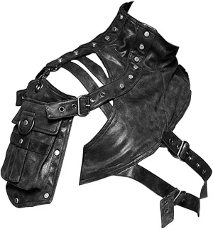 Gear Duke Travel Sport Arm bag Pack Bag Vintage Steampunk Shoulder Bag Gothic Guard Armour Body Chest Harness Shoulder Armors Cosplay Halloween Accessory Black Unisex Running Fitness Cycling Hiking