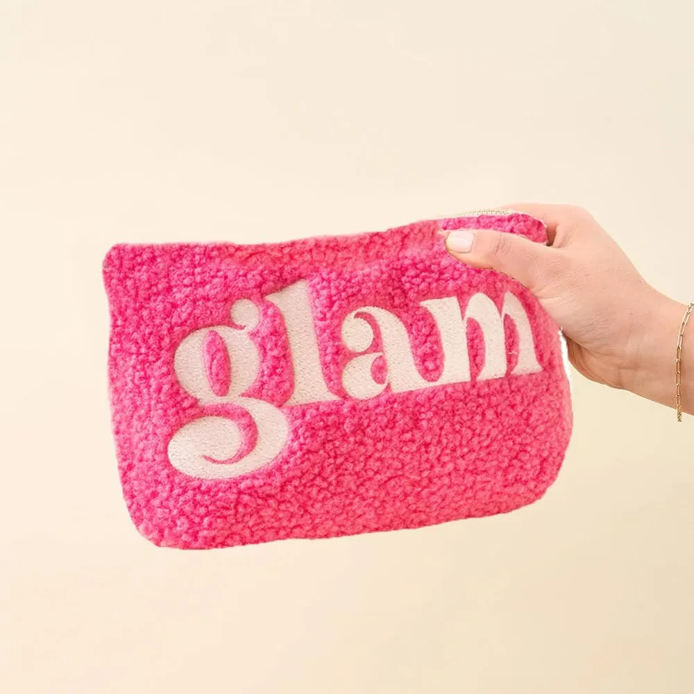 Gifts for Women, Girls Makeup Bag Travel Tote, Pink Glam Bag, Soft Sherpa Cosmetic Bag for Organizing Storing Jewelry and Accessories Cosmetic Case for Purse or Luggage
