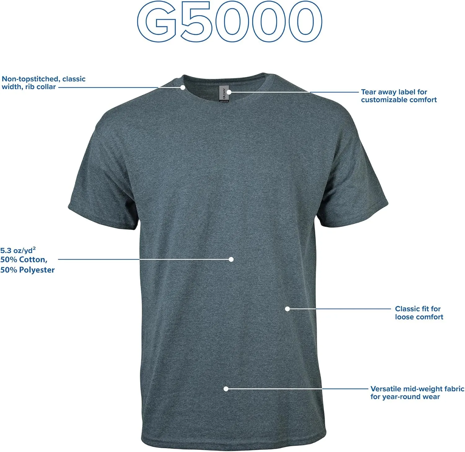 Gildan Unisex Adult Heavy Cotton T-Shirt, Style G5000, Multipack