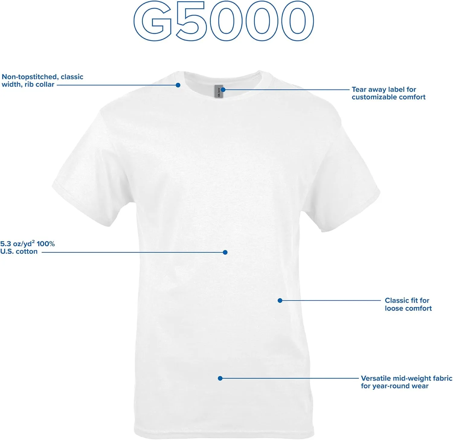 Gildan Unisex Adult Heavy Cotton T-Shirt, Style G5000, Multipack