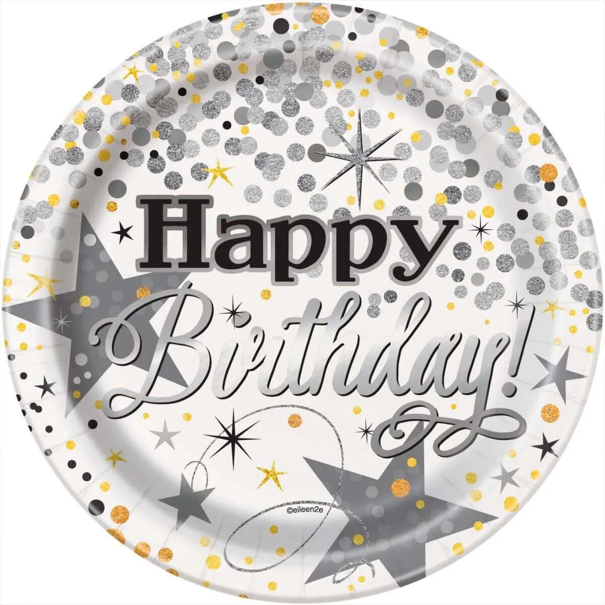 Glittering Birthday - 7" Silver Dessert Plates (8ct)
