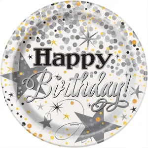 Glittering Birthday - 7" Silver Dessert Plates (8ct)