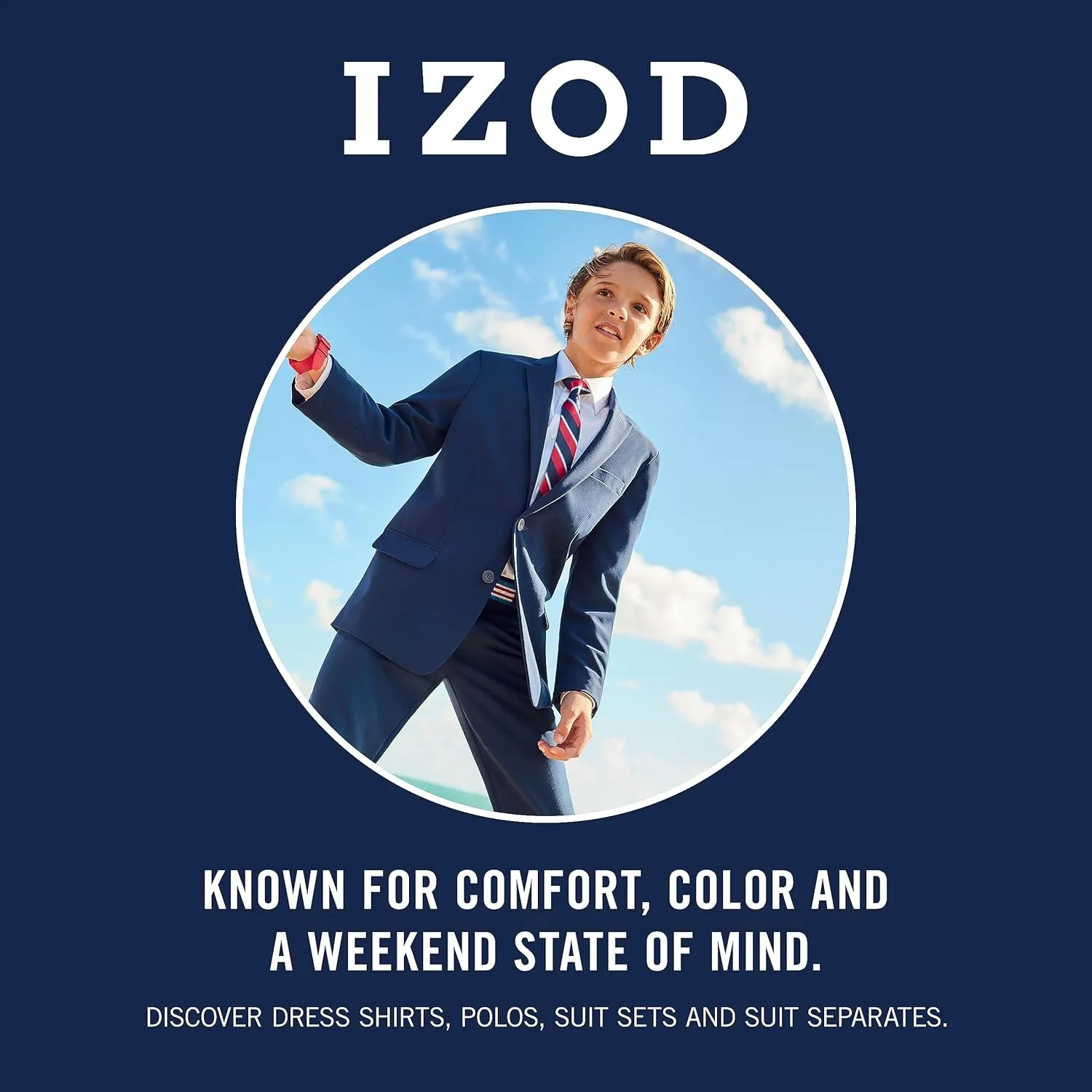 IZOD Boys 2-Piece Formal Suit Set, Includes Single Breasted Jacket & Straight Leg Dress Pants with Belt Loops & Pockets