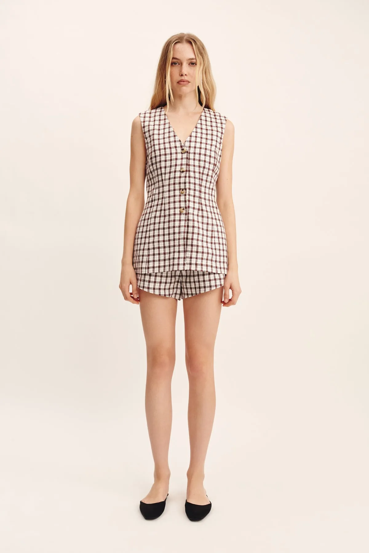 LORI VEST - CHOCOLATE PLAID
