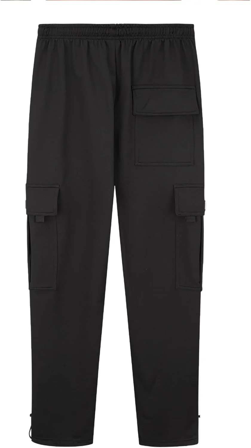 Men's Cargo Sweatpants Loose Fit Pants Joggers for Men with Pockets, Open Bottom Drawstring
