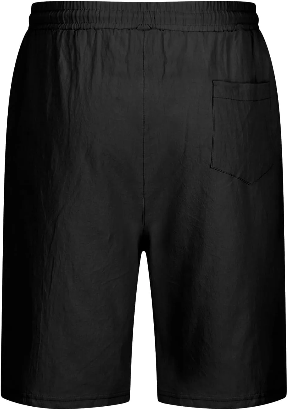 Men's Linen Casual Beach Shorts Cotton Classic Summer Shorts with Buttons Elastic Waist