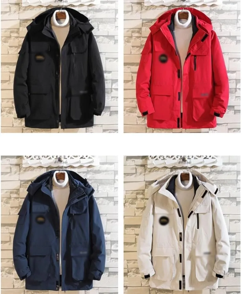 Men's Puffer Jacket Waterproof Winter Hooded Down Jackets Mountain Windbreaker Cotton Padded Coat (Color : Gray, Size : XXXXXX-Large)