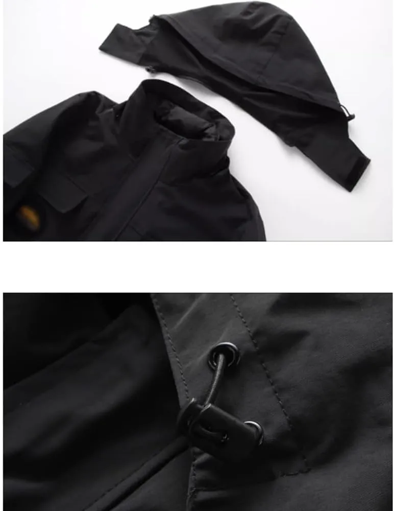 Men's Puffer Jacket Waterproof Winter Hooded Down Jackets Mountain Windbreaker Cotton Padded Coat (Color : Gray, Size : XXXXXX-Large)