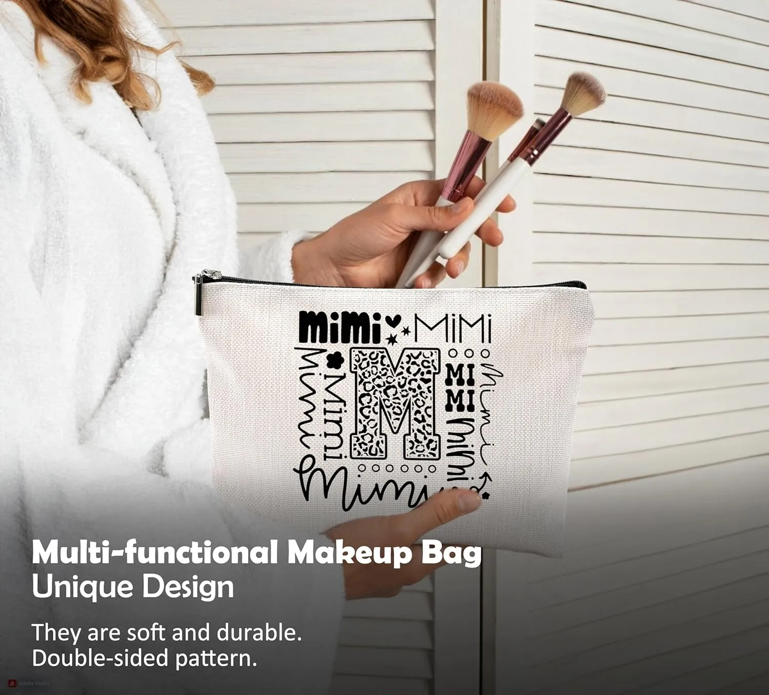 Mimi Makeup Cosmetic Bag - Mothers Day Gift for Grandma, Best Mimi Ever, Small Makeup Bag for Purse, Grandchildren Gift