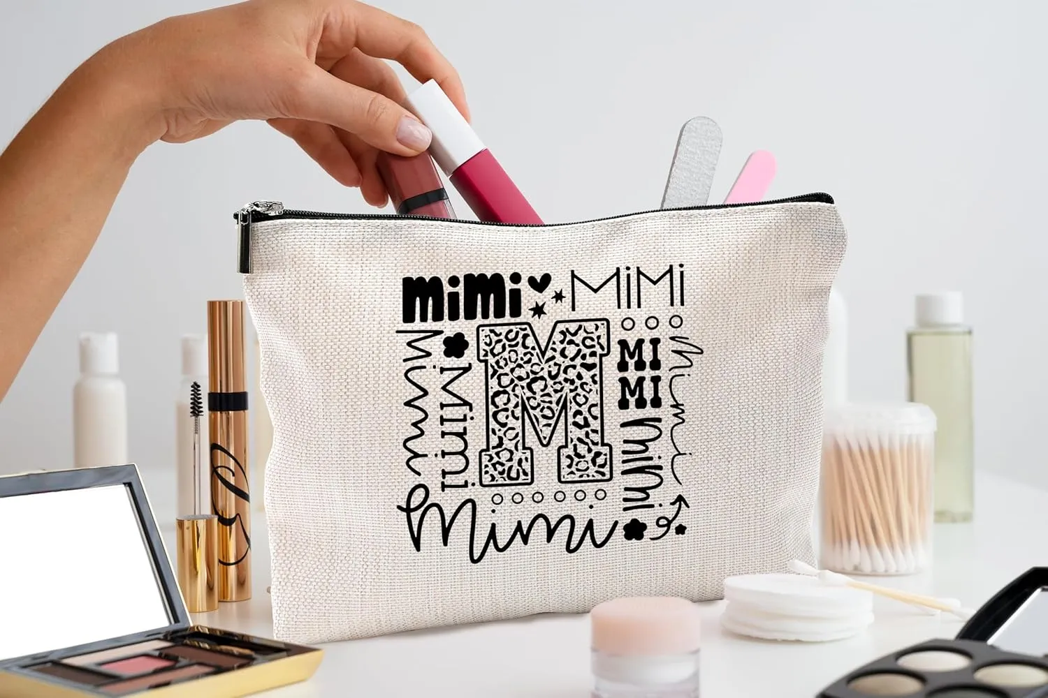 Mimi Makeup Cosmetic Bag - Mothers Day Gift for Grandma, Best Mimi Ever, Small Makeup Bag for Purse, Grandchildren Gift