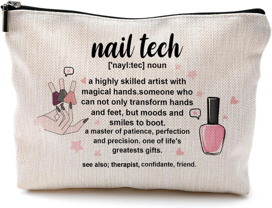 Nail Tech Gifts for Women Makeup Bag, Nail Tech Supplies, Gifts for Nail Technicians, Gifts for Nail Lovers, Nail Tech Cosmetic Bag Toiletry Bag, Nail Artist Gifts, Manicurist Beautician Gifts