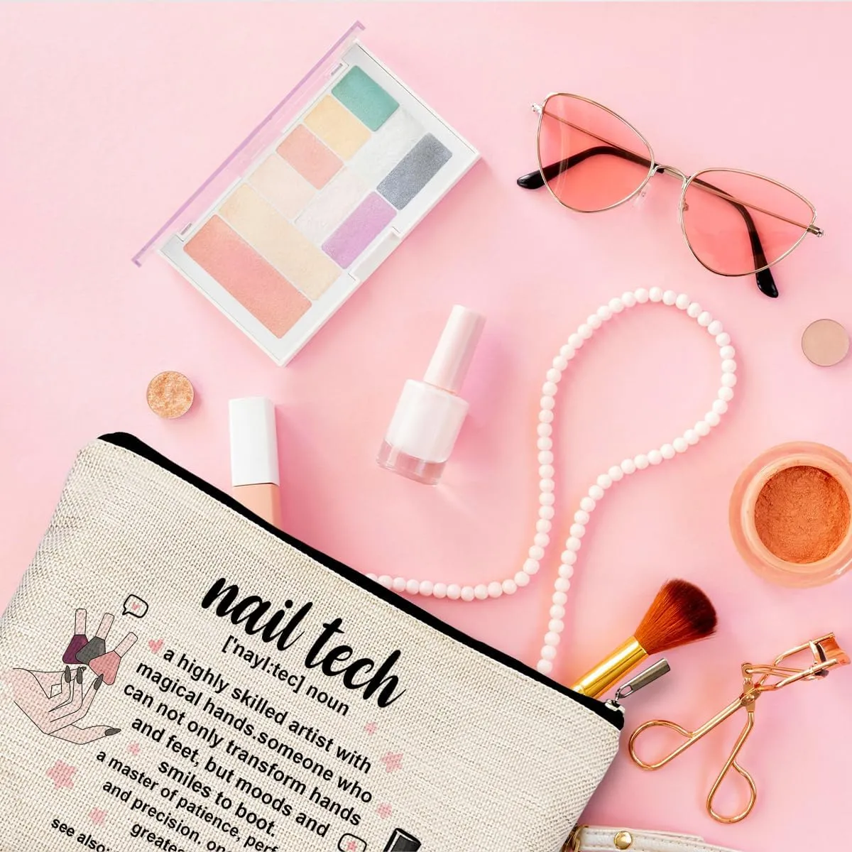 Nail Tech Gifts for Women Makeup Bag, Nail Tech Supplies, Gifts for Nail Technicians, Gifts for Nail Lovers, Nail Tech Cosmetic Bag Toiletry Bag, Nail Artist Gifts, Manicurist Beautician Gifts