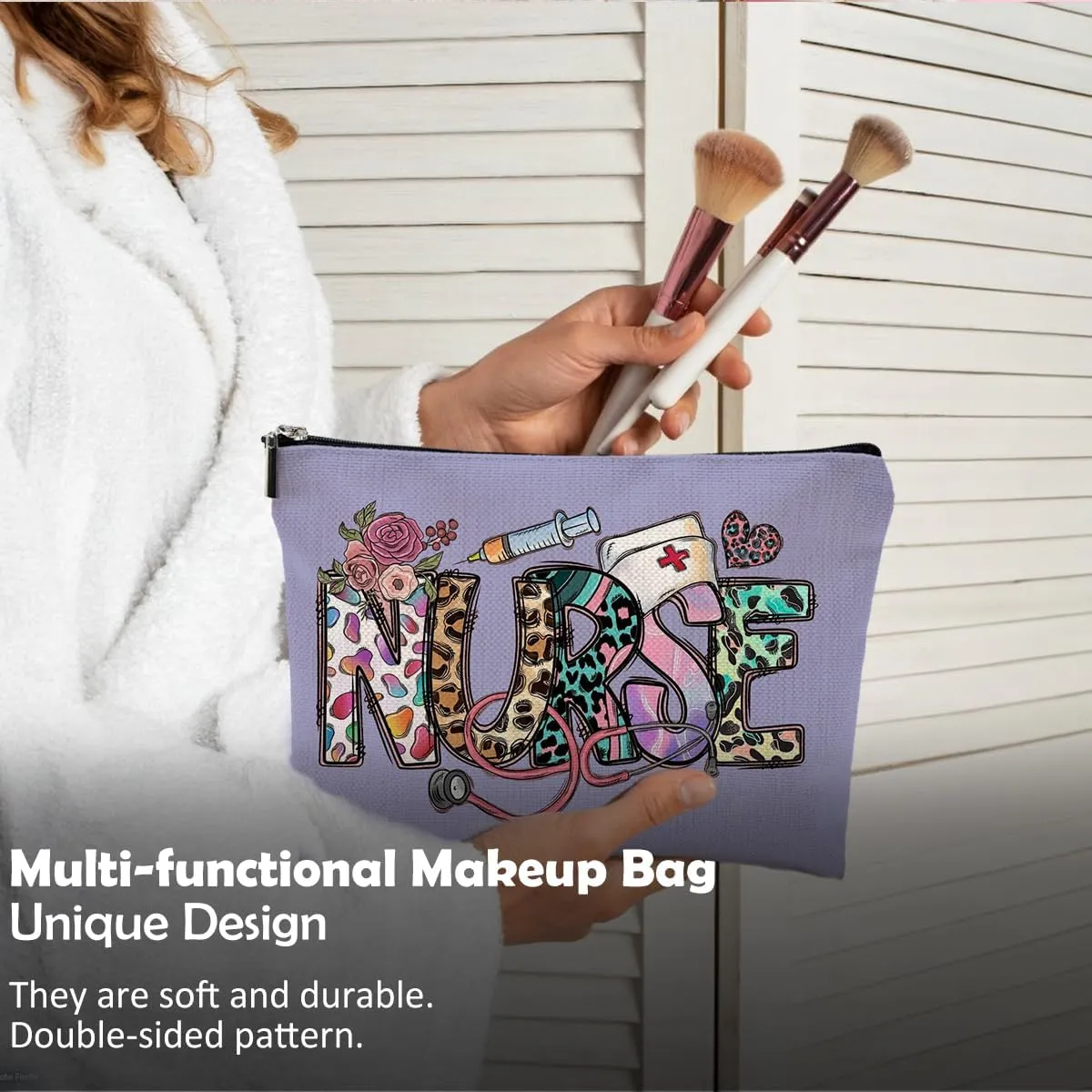 Nurse Makeup Bags,Nurse Gifts for Women,Nurse Cosmetic Bags With Zipper,Nurse Gifts for Nursing Student,Student Nurse Gifts(Purple)