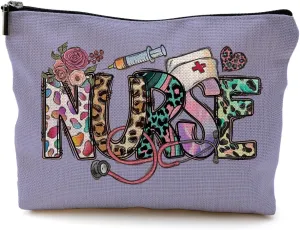 Nurse Makeup Bags,Nurse Gifts for Women,Nurse Cosmetic Bags With Zipper,Nurse Gifts for Nursing Student,Student Nurse Gifts(Purple)
