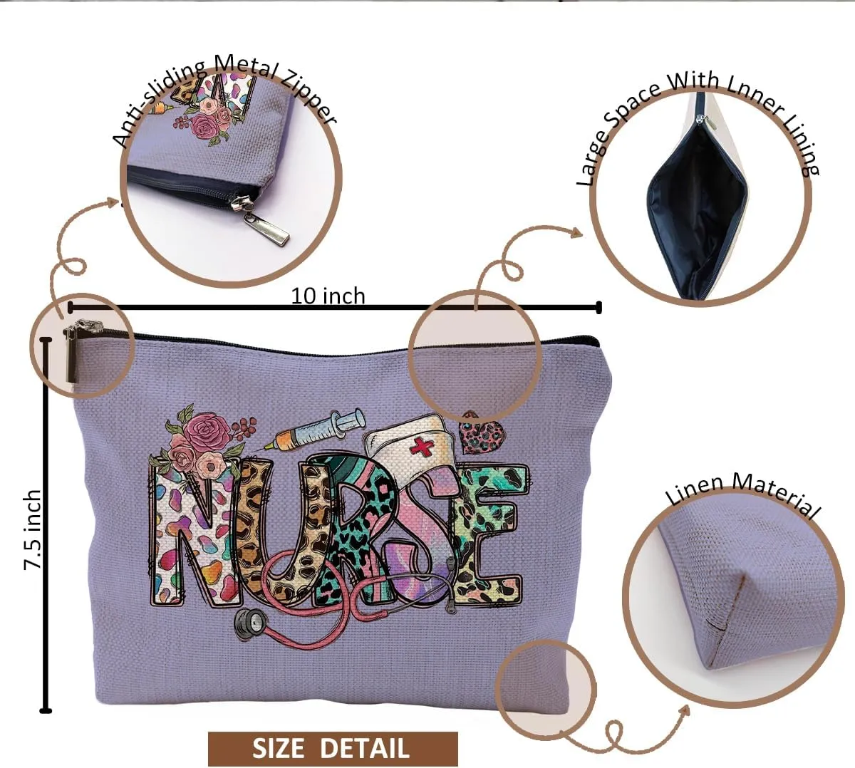 Nurse Makeup Bags,Nurse Gifts for Women,Nurse Cosmetic Bags With Zipper,Nurse Gifts for Nursing Student,Student Nurse Gifts(Purple)